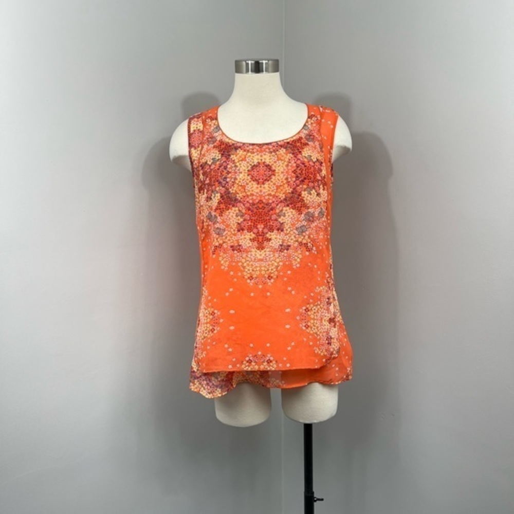 Cabi Orange Floral Blouse